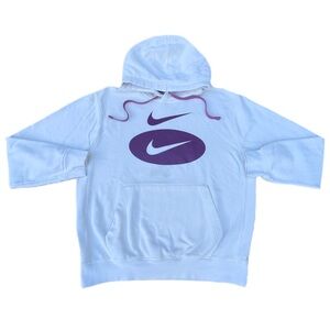 Nike Center Swoosh League Purple Cream White Pullover Hoodie Sweater